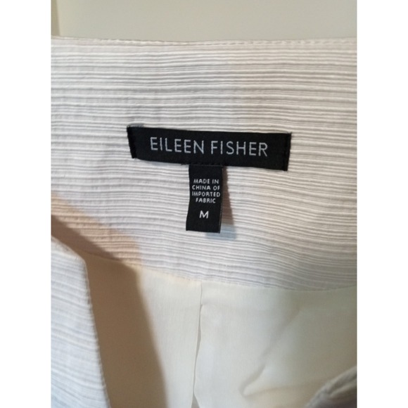 Eileen Fisher One Button Blazer V-neck Long Sleeve Sz‎ M Textured Cream - Picture 3 of 7